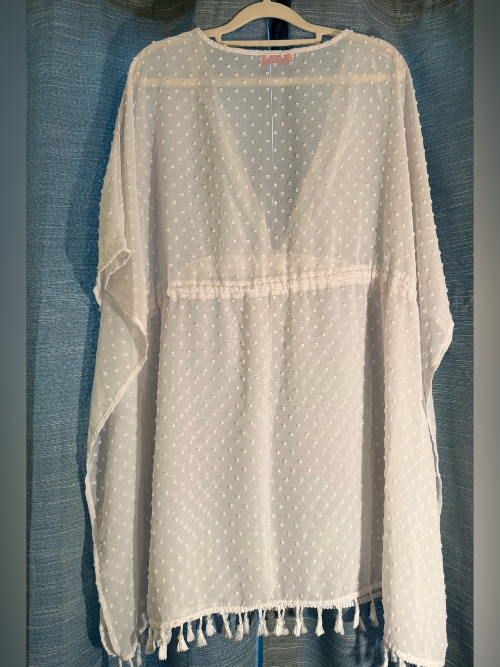 3 for $15 Simply Southern White  Tie-Front Swim Coverup with Tassel Hem - Picture 4 of 4